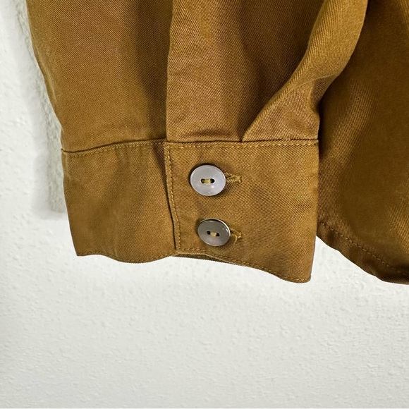 Garnet Hill Tan Popover Blouse V neck 12 - Picture 4 of 8